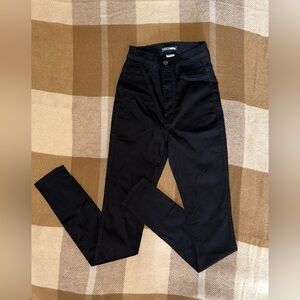 FASHION NOVA High Waisted Skinny Jeans in Black, Size 0